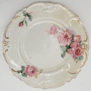 RS Prussia ~ 6.5" Plate with Pink Roses ~ Antique pre 1917